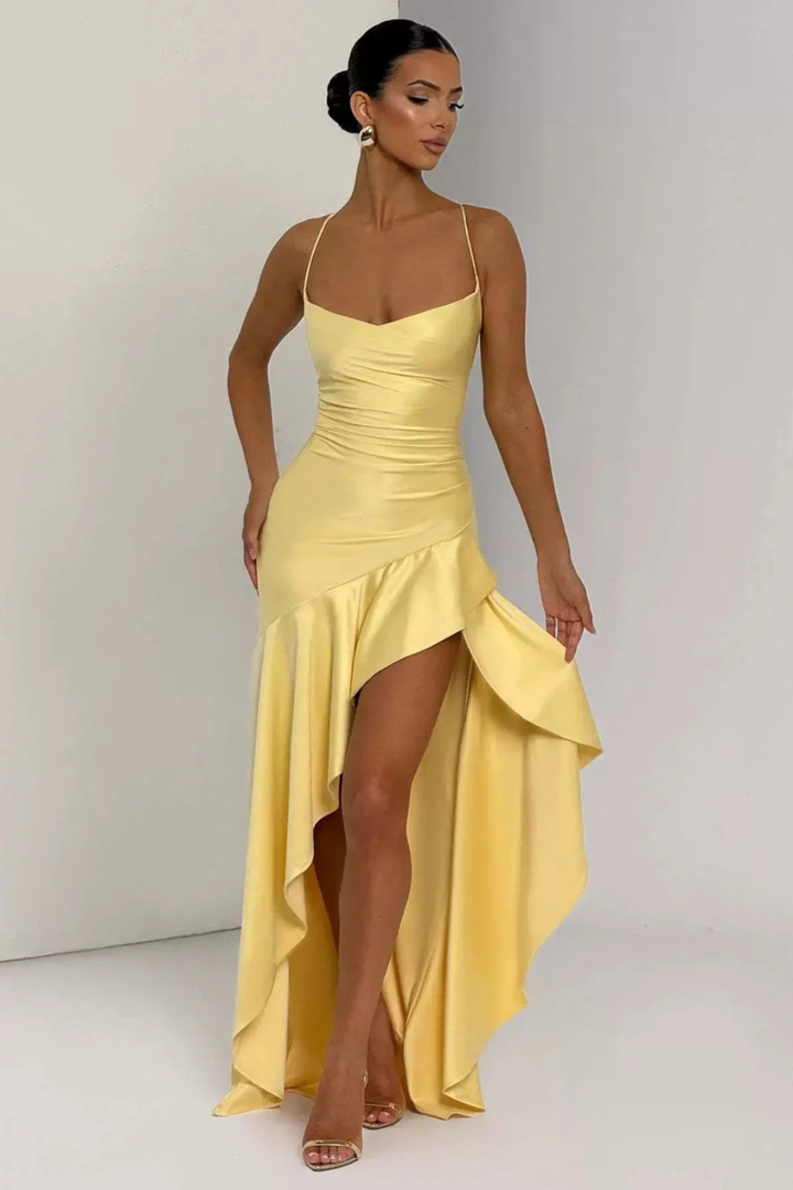 Elise Mode Satijnen Slip Maxi Jurk
