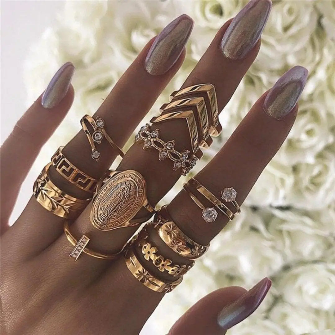 Elise Mode Dames Ringenset met Opaal en Zirkonia in Goud