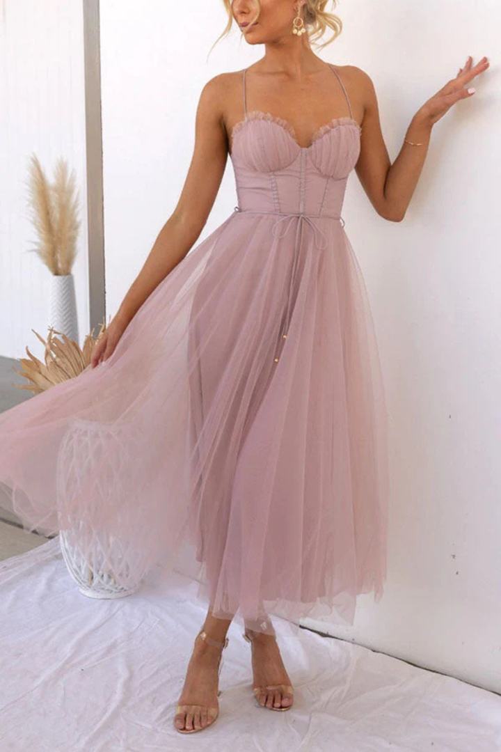 Elise Mode Tule Midi Jurk Corset