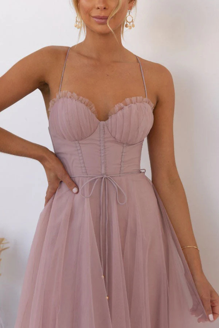 Elise Mode Tule Midi Jurk Corset