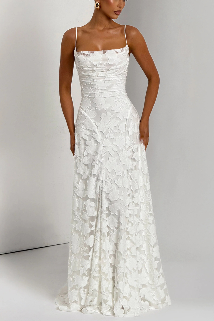 EliseMode Bloemen Brocade Cami Maxi Jurk