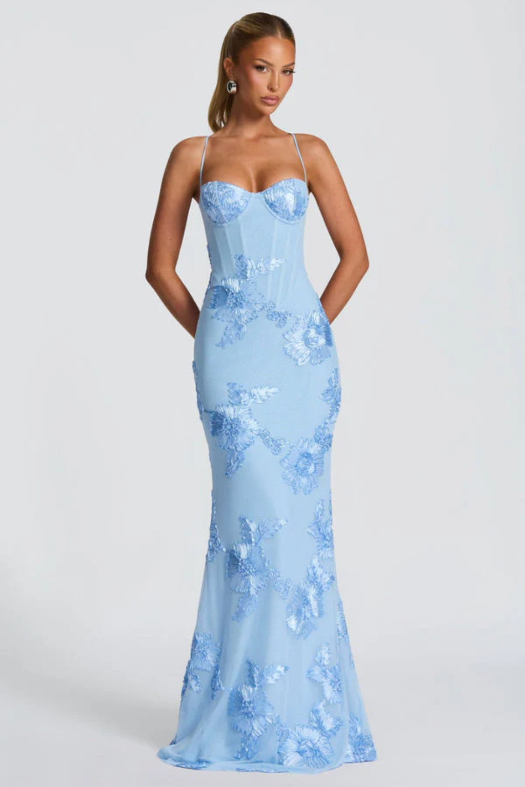 Elise Mode Geborduurde Corset Maxi Jurk