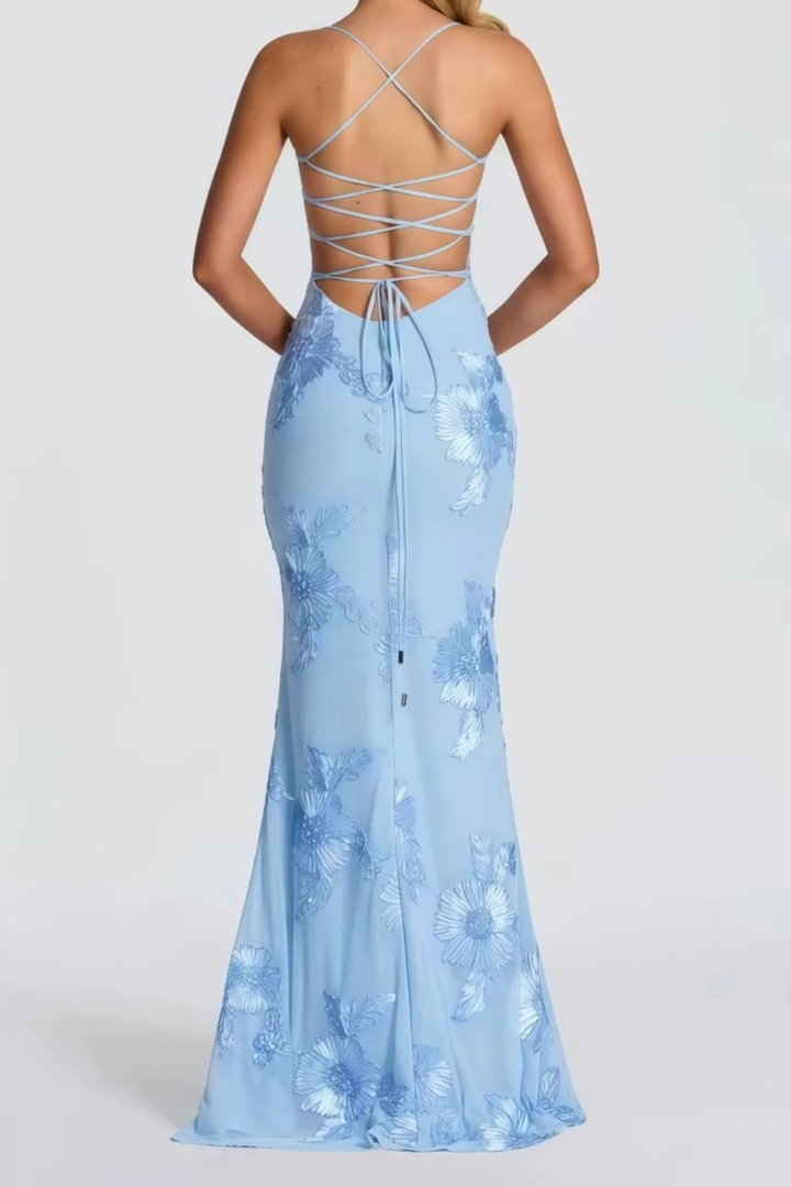 Elise Mode Geborduurde Corset Maxi Jurk