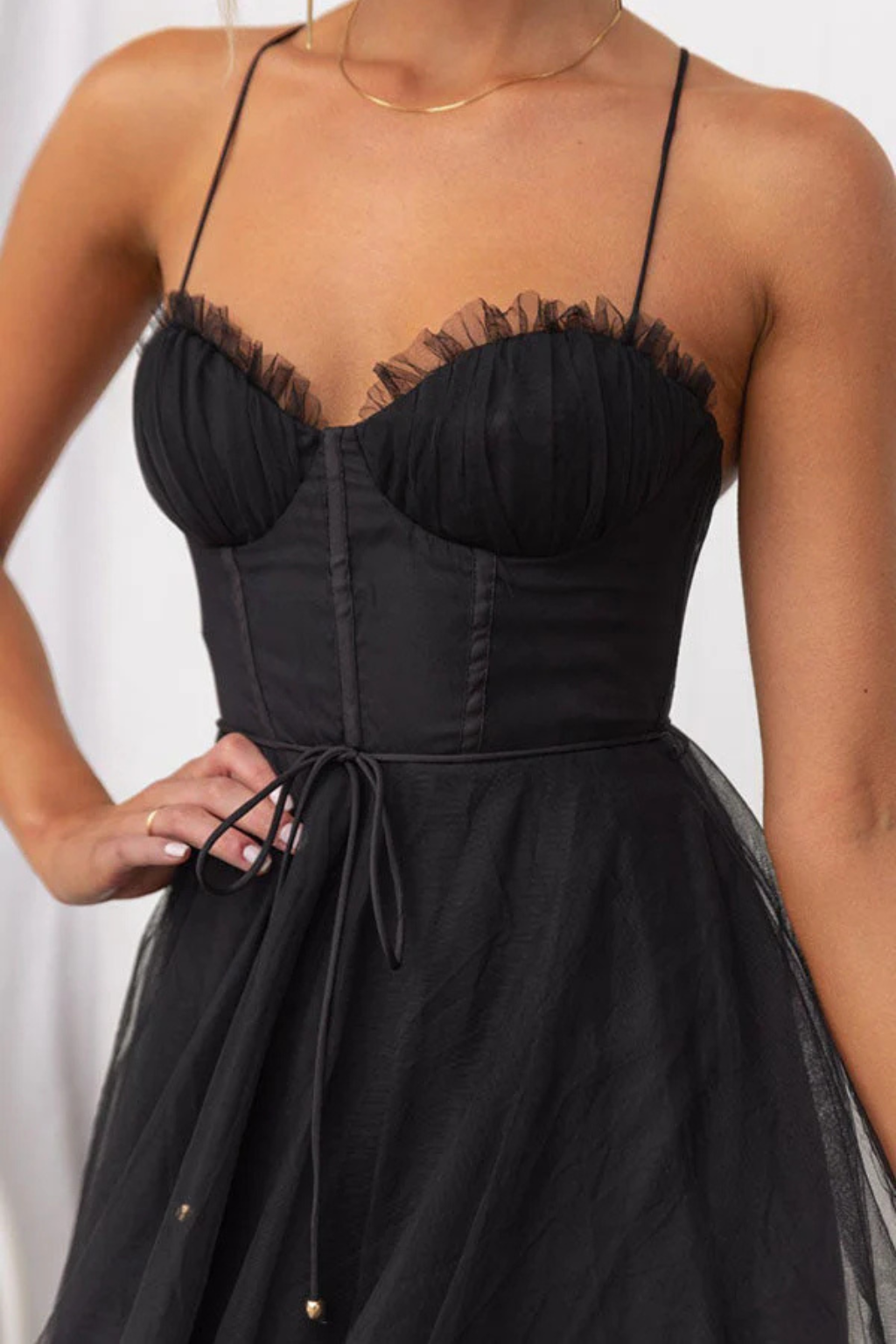 Elise Mode Tule Midi Jurk Corset