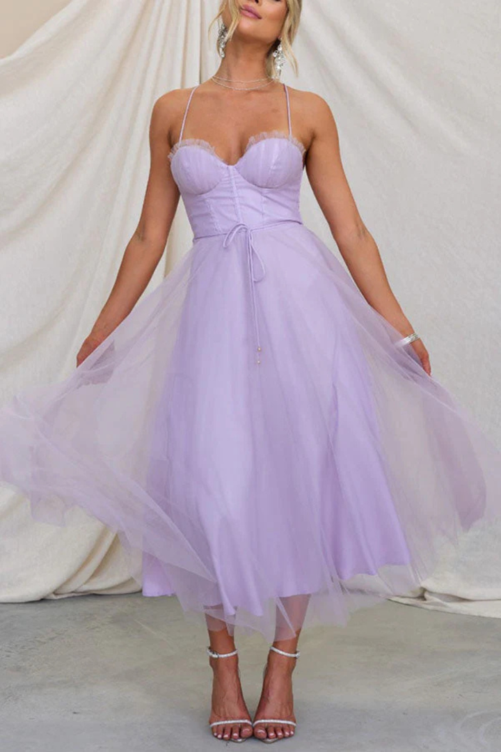 Elise Mode Tule Midi Jurk Corset