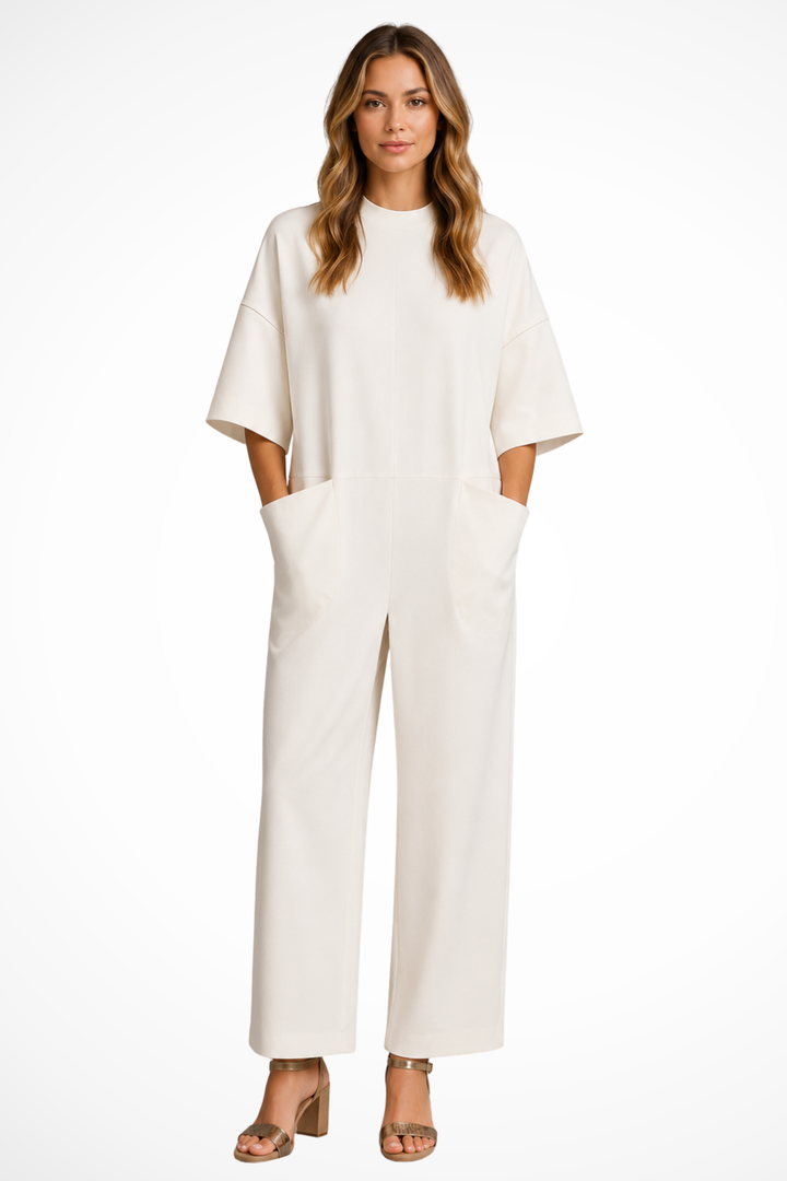 Elise Mode Dames Oversized Jumpsuit Wide Leg in Wit