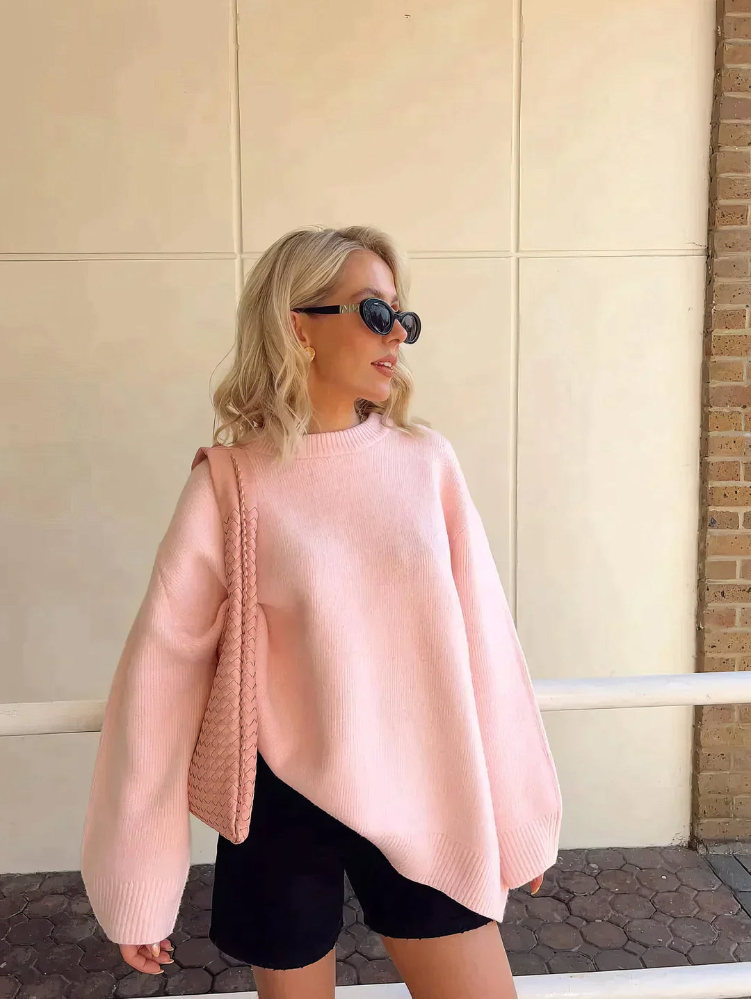 Elise Mode Dames Relaxed Gebreide Trui in Roze