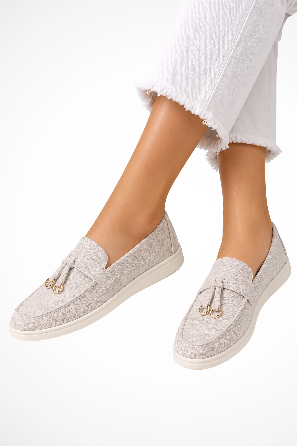 Elise Mode Dames Suede Loafers Old Money Look in Beige