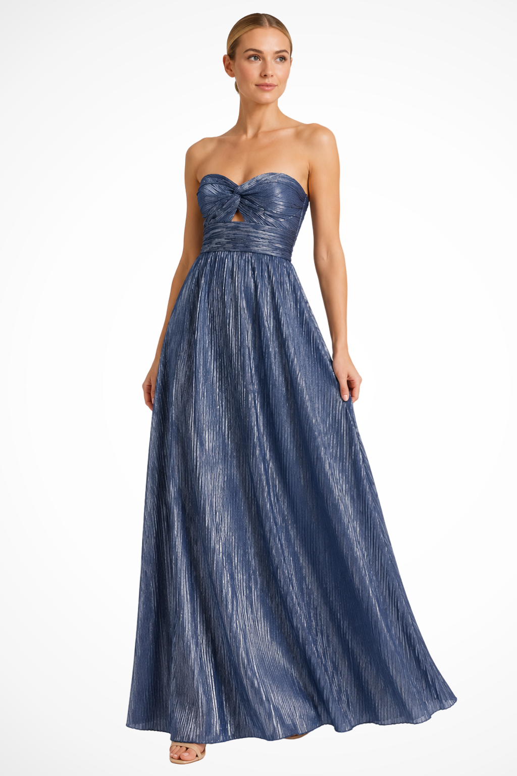 Elise Mode Dames Vloeiende Maxi Jurk Strapless in Blauw
