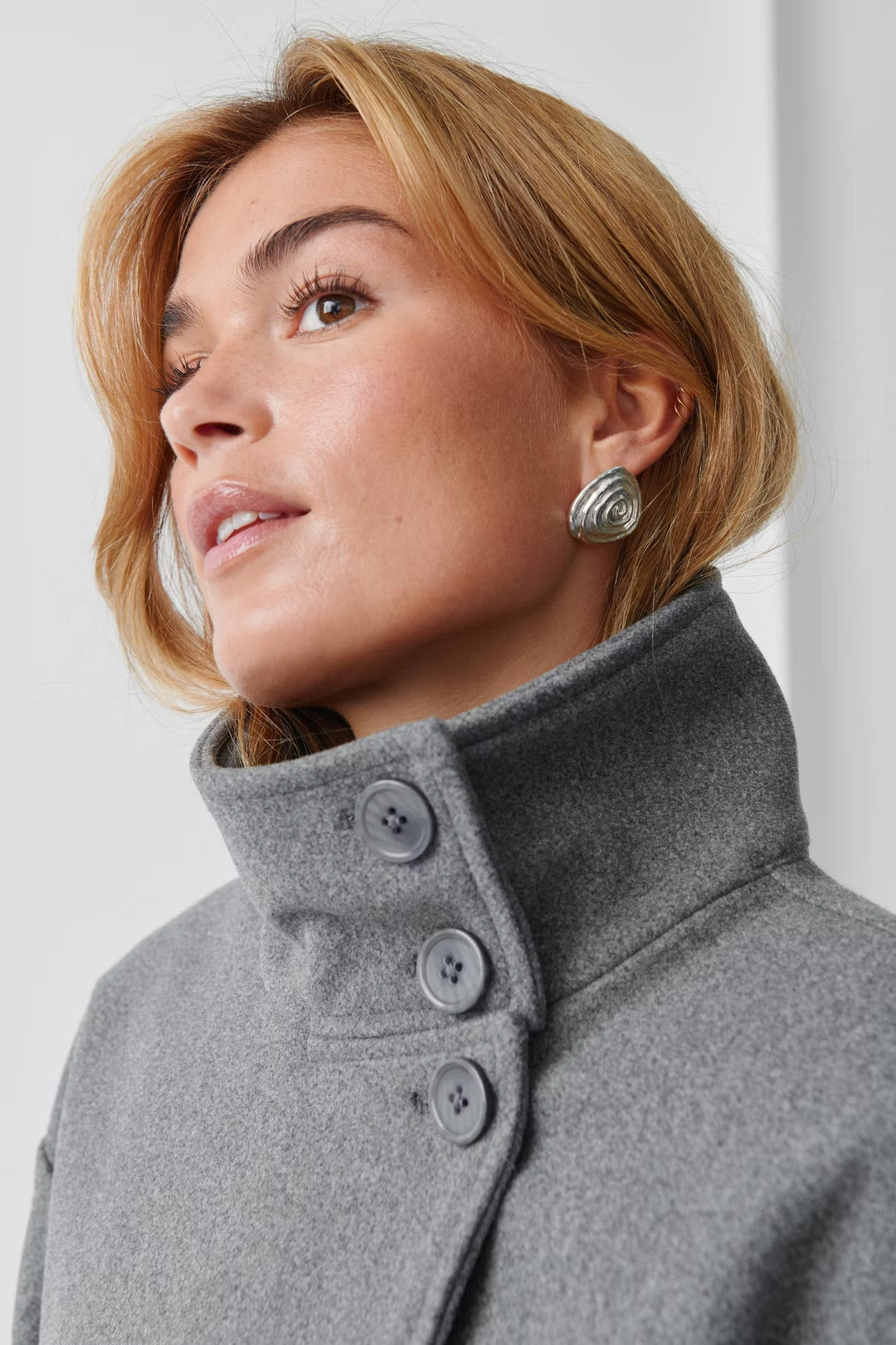 Elise Mode Dames Wollen Bomberjas met Hoge Kraag