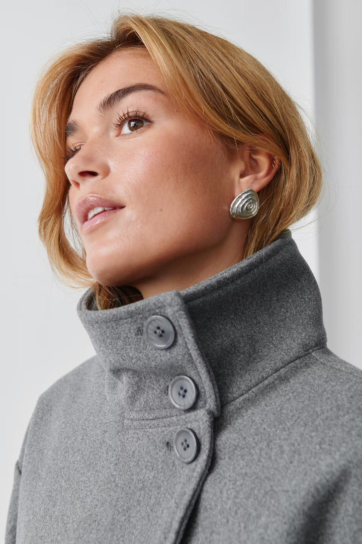 Elise Mode Dames Wollen Bomberjas met Hoge Kraag