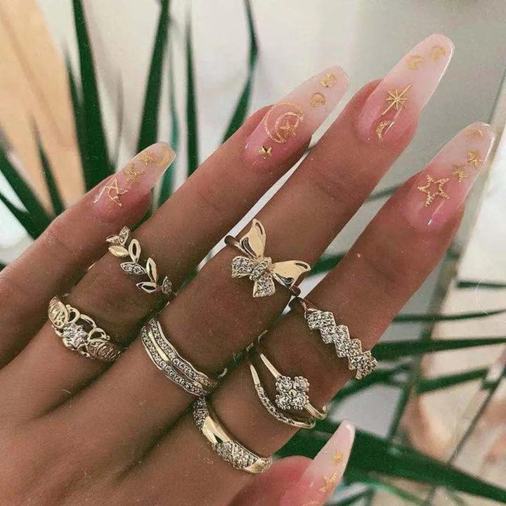 Elise Mode Dames Ringenset met Opaal en Zirkonia in Goud
