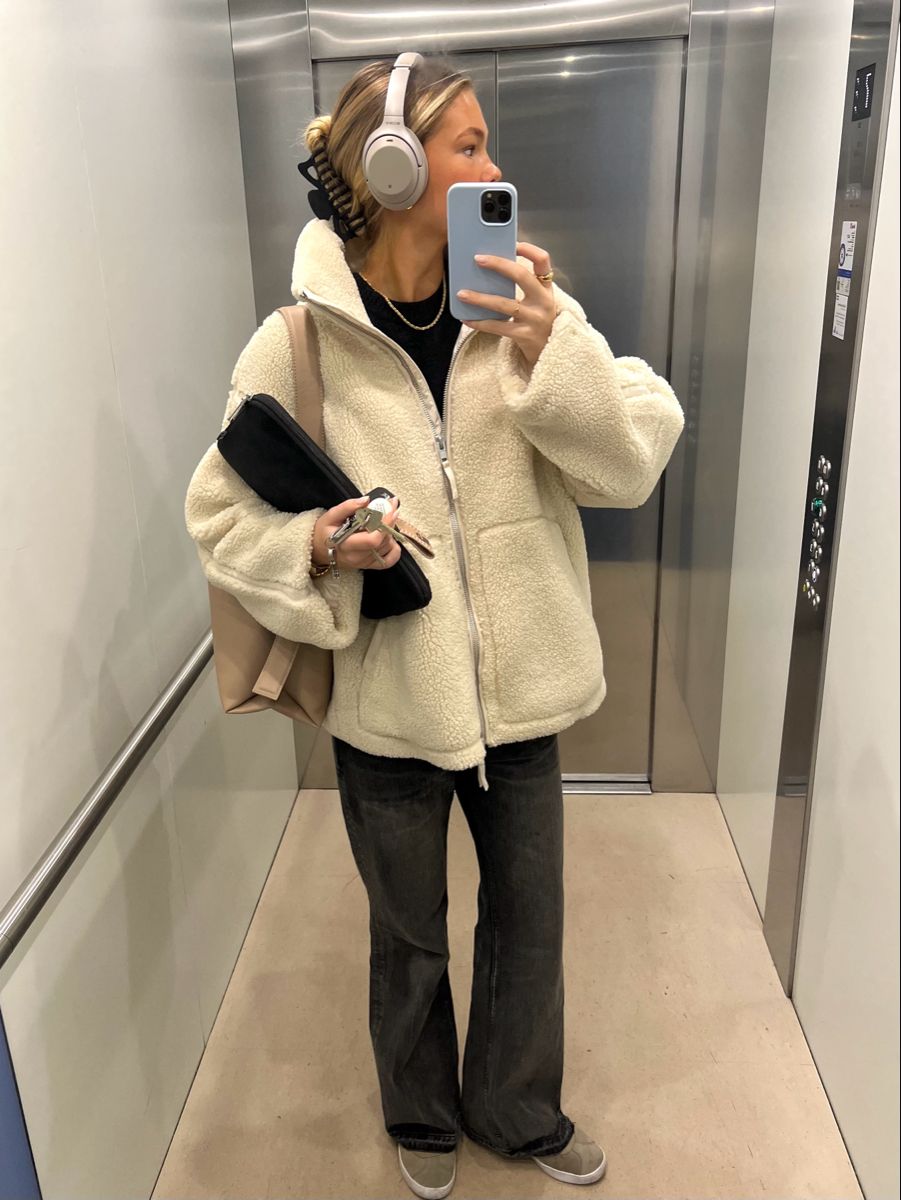 Elise Mode Dames Oversized Teddy Jas met Rits