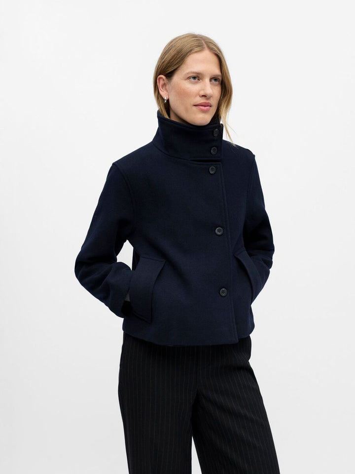 Elise Mode Dames Wollen Bomberjas met Hoge Kraag