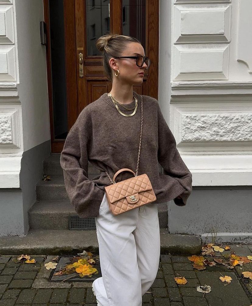 Elise Mode Dames Relaxed Gebreide Trui in Bruin