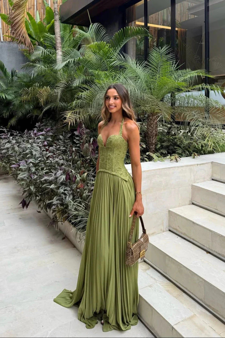 Elise Mode Dames Corset Maxi Jurk Vloeiend