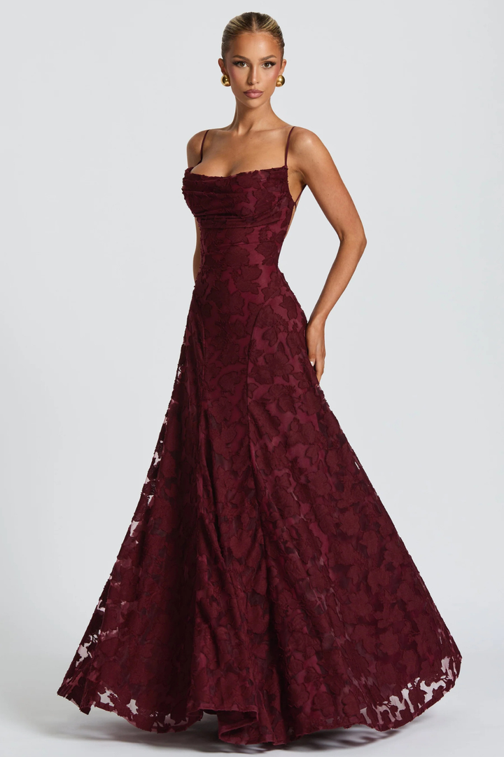 EliseMode Bloemen Brocade Cami Maxi Jurk