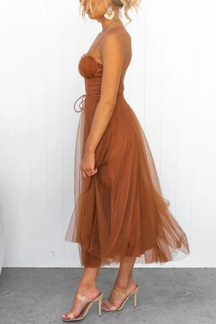 Elise Mode Tule Midi Jurk Corset