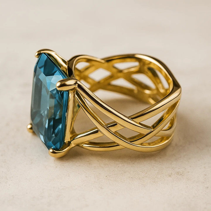Elise Mode Dames Cocktailring met Blauwe Zirkonia