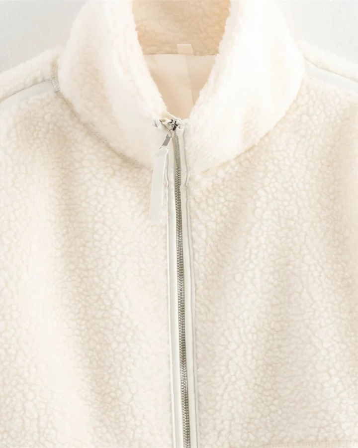 Elise Mode Dames Oversized Teddy Jas met Rits