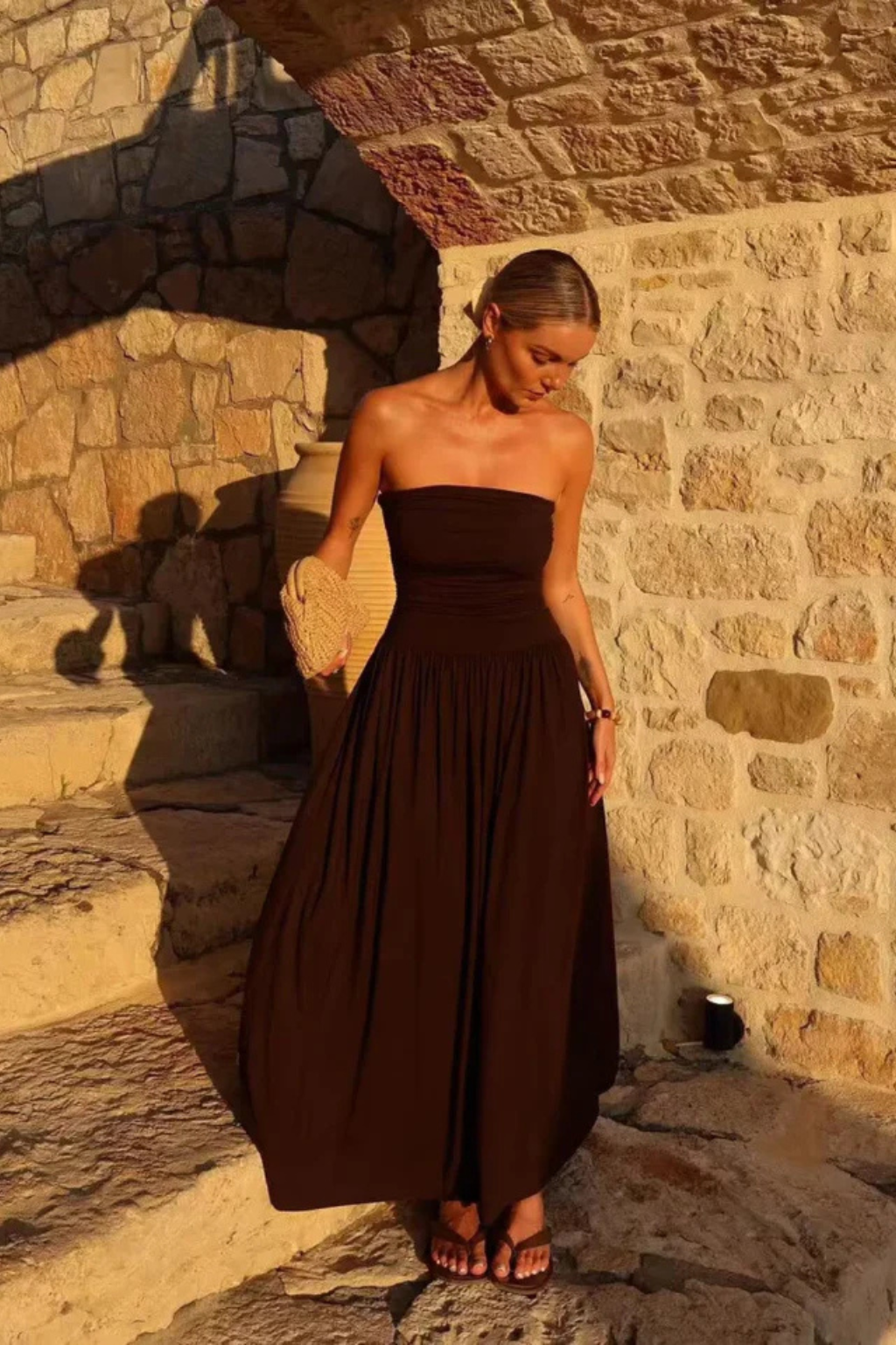EliseMode Lange Strapless Jurk