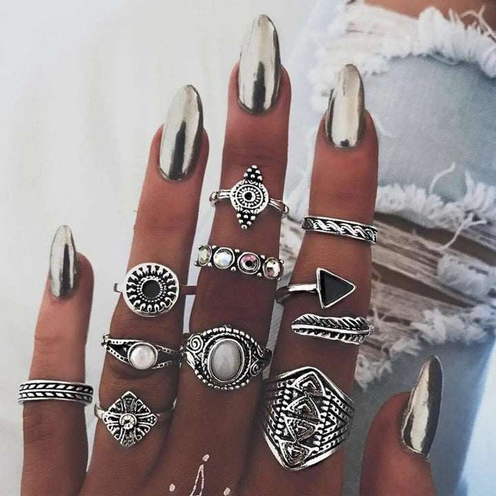 Elise Mode Dames Ringenset met Opaal en Zirkonia in Goud