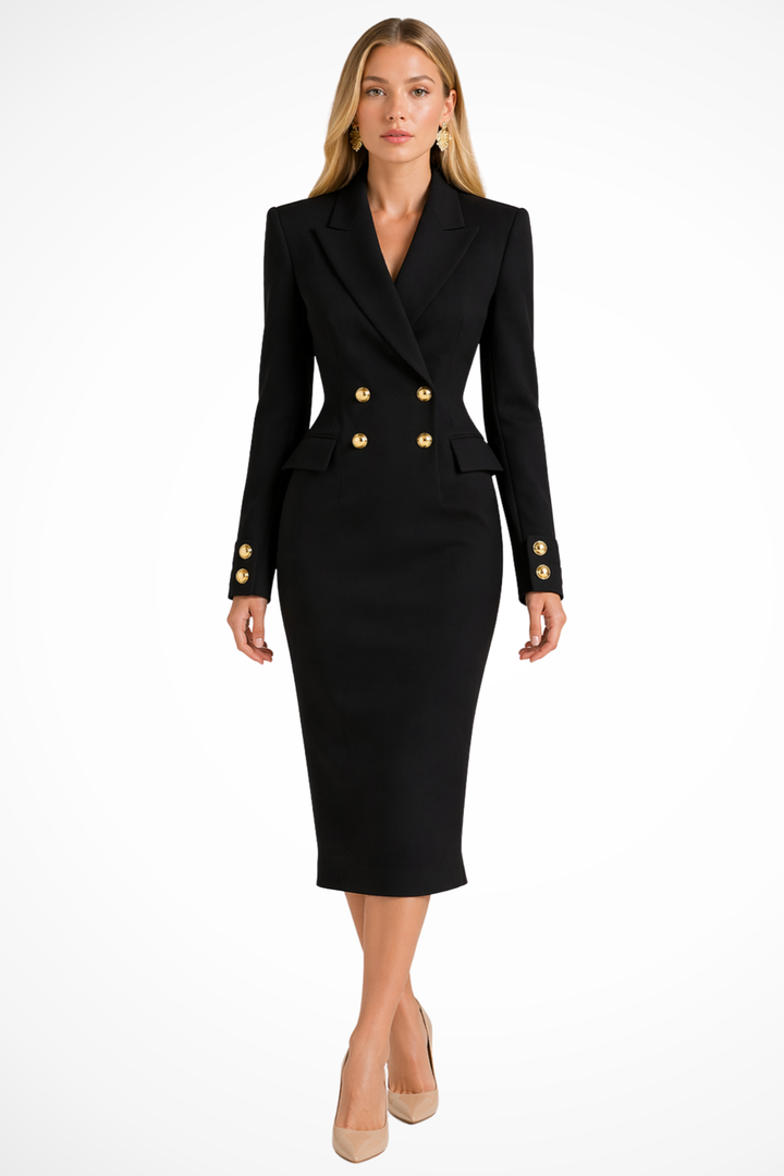 EliseMode Blazer Jurk in Zwart