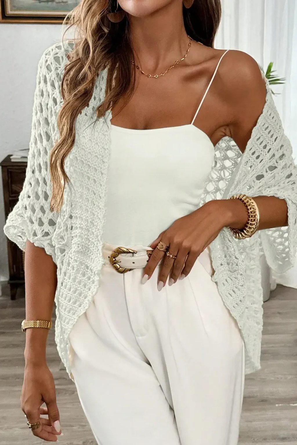 Elise Mode Dames Gehaakt Vest Relaxed Fit