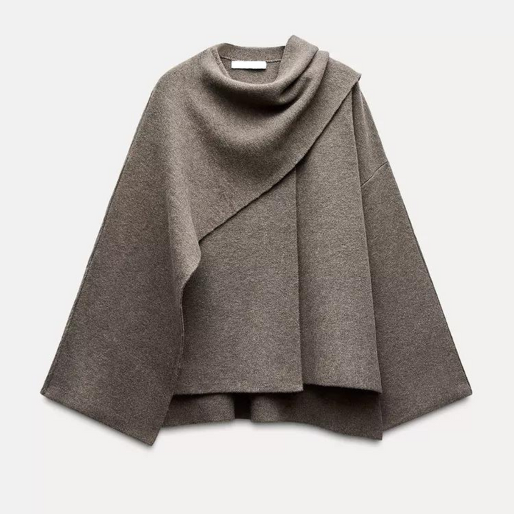 Elise Mode Dames Relaxed Asymmetrische Sjaaljas in Beige
