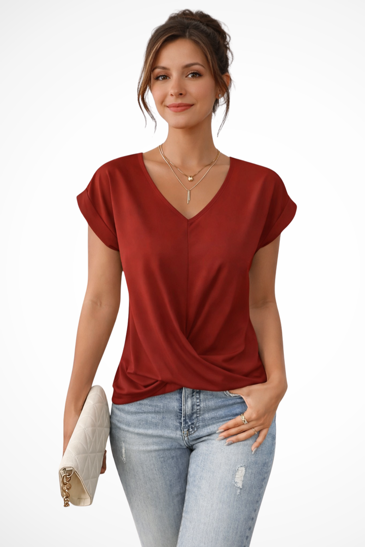 Elise Mode Dames Twist Top Slim Fit in Rood