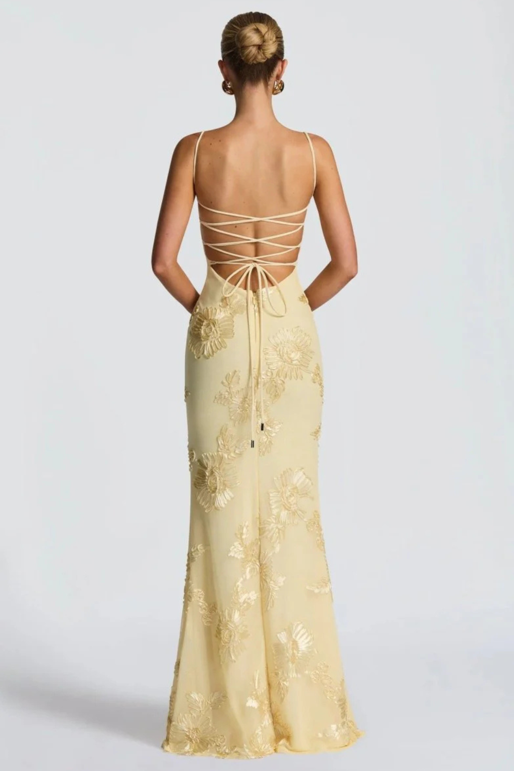 Elise Mode Geborduurde Corset Maxi Jurk