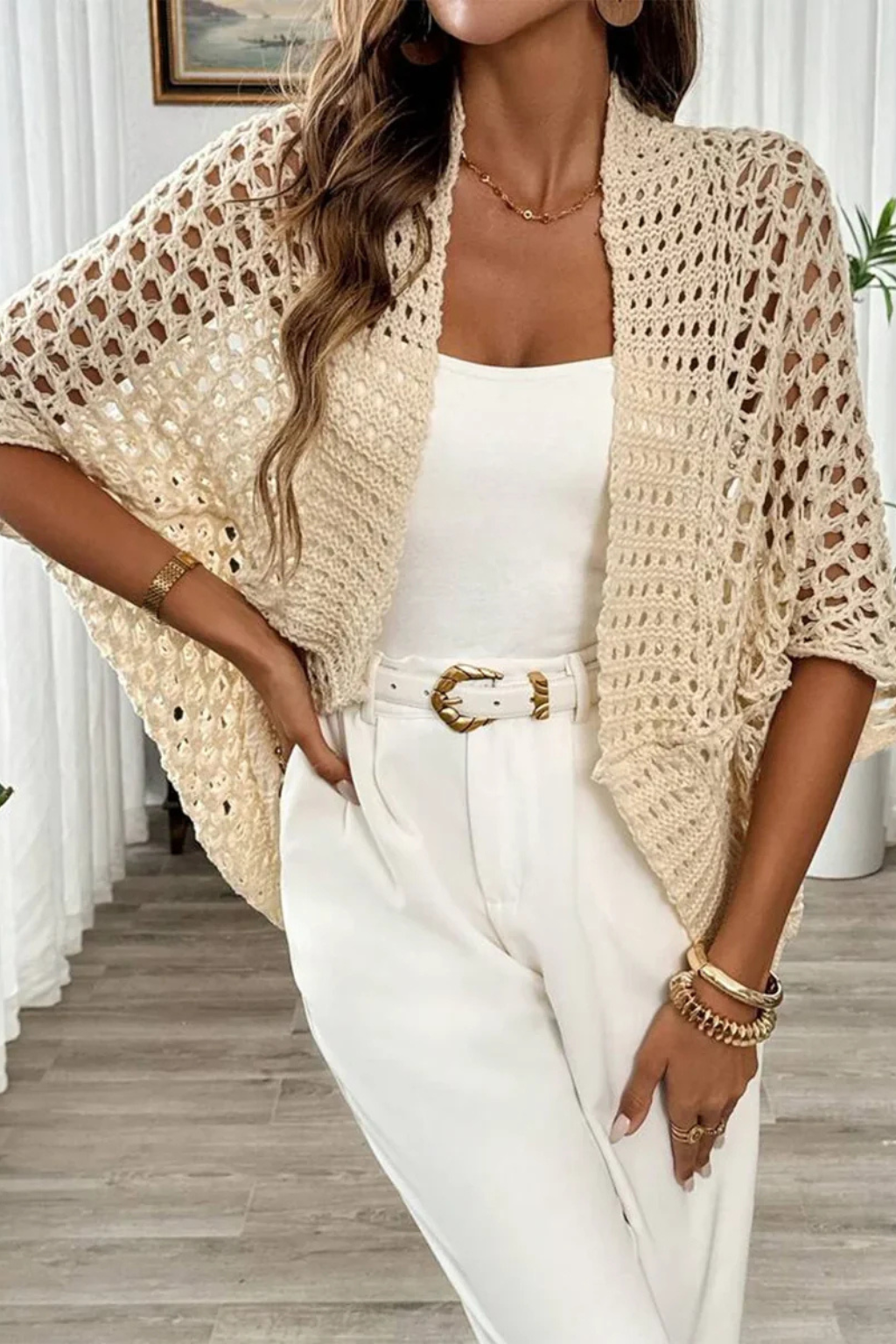 Elise Mode Dames Gehaakt Vest Relaxed Fit