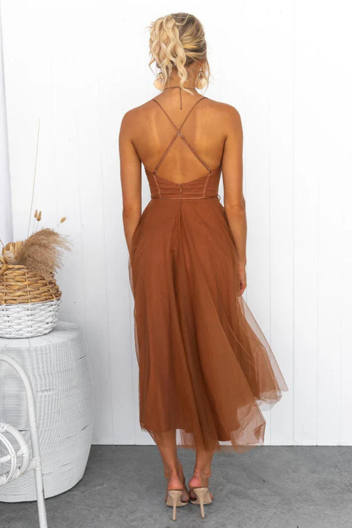 Elise Mode Tule Midi Jurk Corset