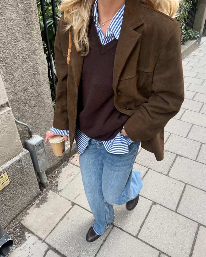 Elise Mode Dames Relaxed Suède Blazer