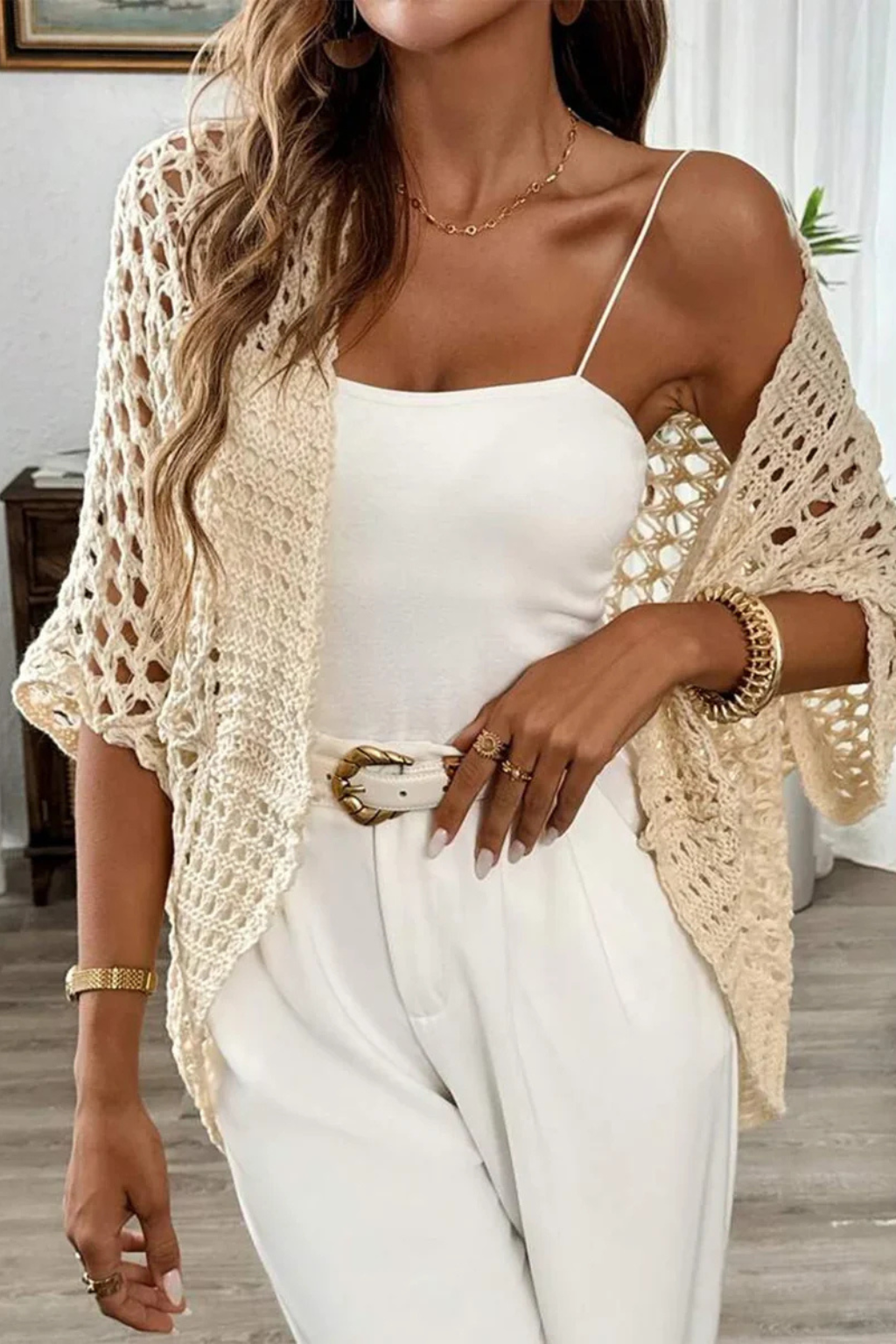 Elise Mode Dames Gehaakt Vest Relaxed Fit