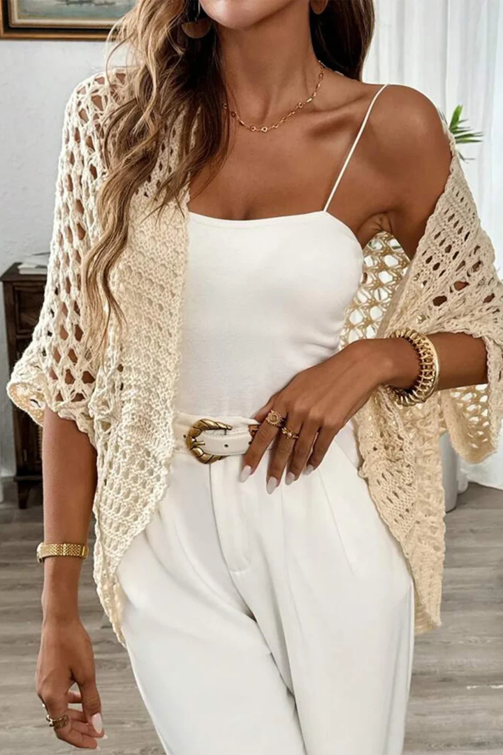 Elise Mode Dames Gehaakt Vest Relaxed Fit