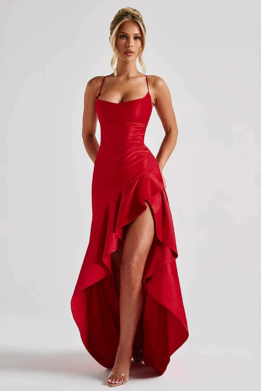 Elise Mode Satijnen Slip Maxi Jurk