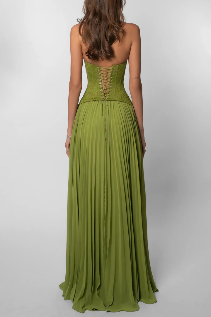 Elise Mode Dames Corset Maxi Jurk Vloeiend