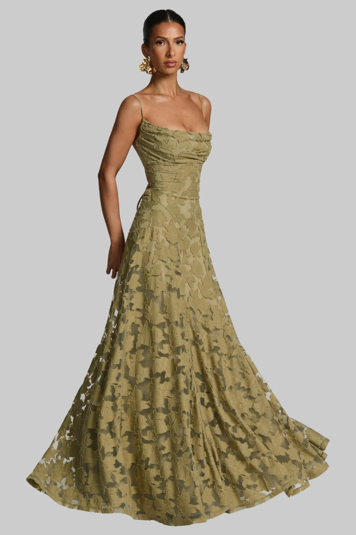 EliseMode Bloemen Brocade Cami Maxi Jurk