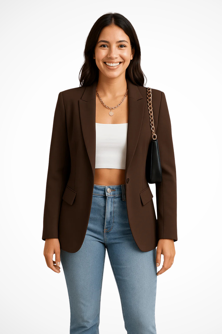 EliseMode Getailleerde Blazer in Bruin