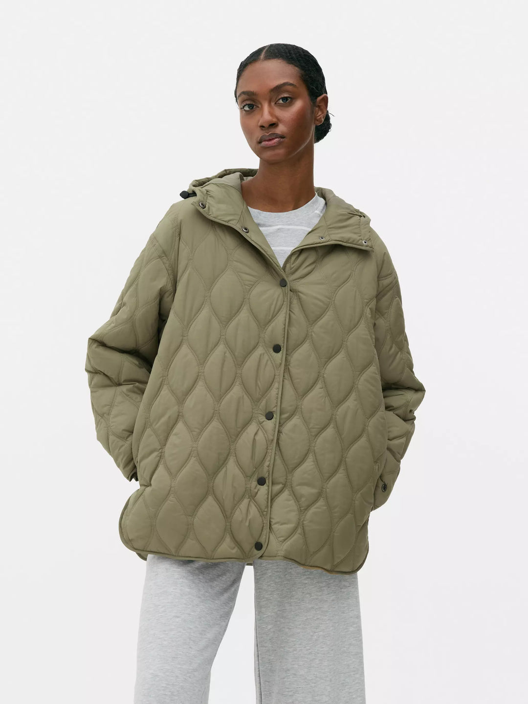 Elise Mode Dames Gewatteerde Jas met Capuchon in Groen