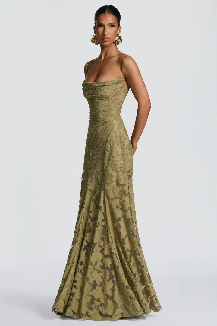 EliseMode Bloemen Brocade Cami Maxi Jurk