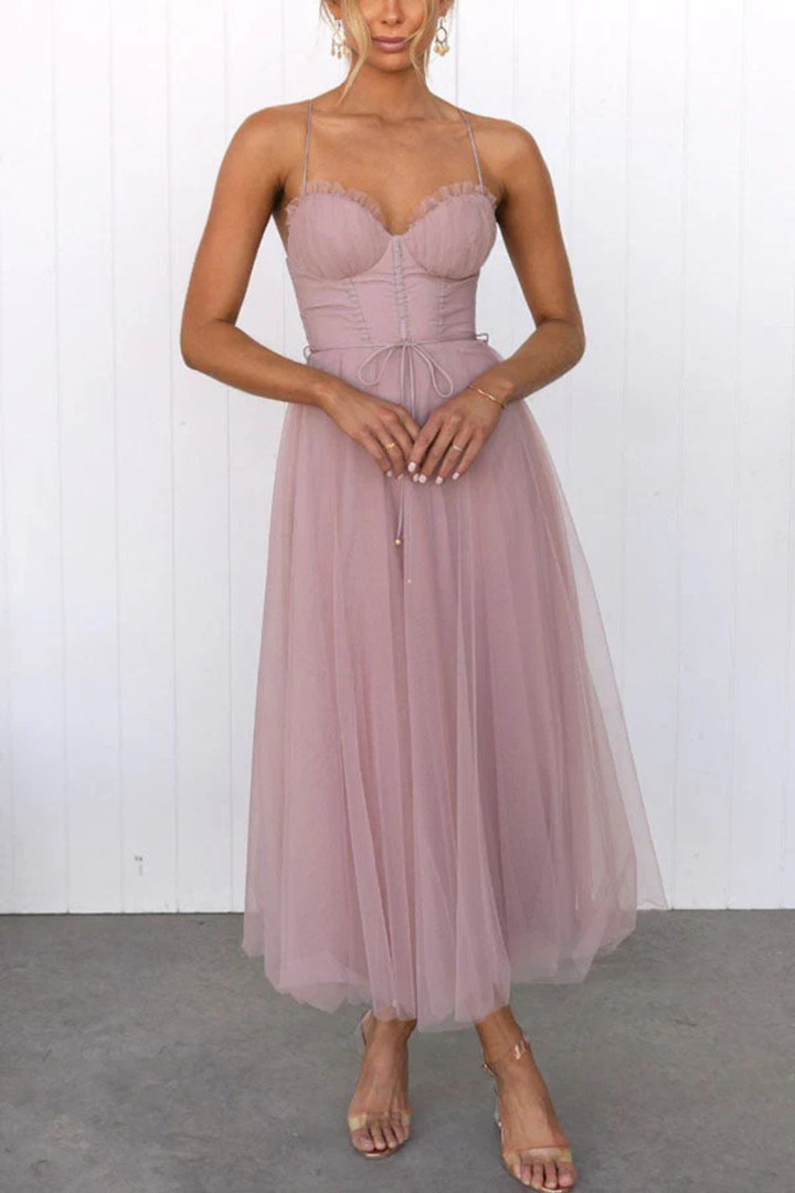 Elise Mode Tule Midi Jurk Corset