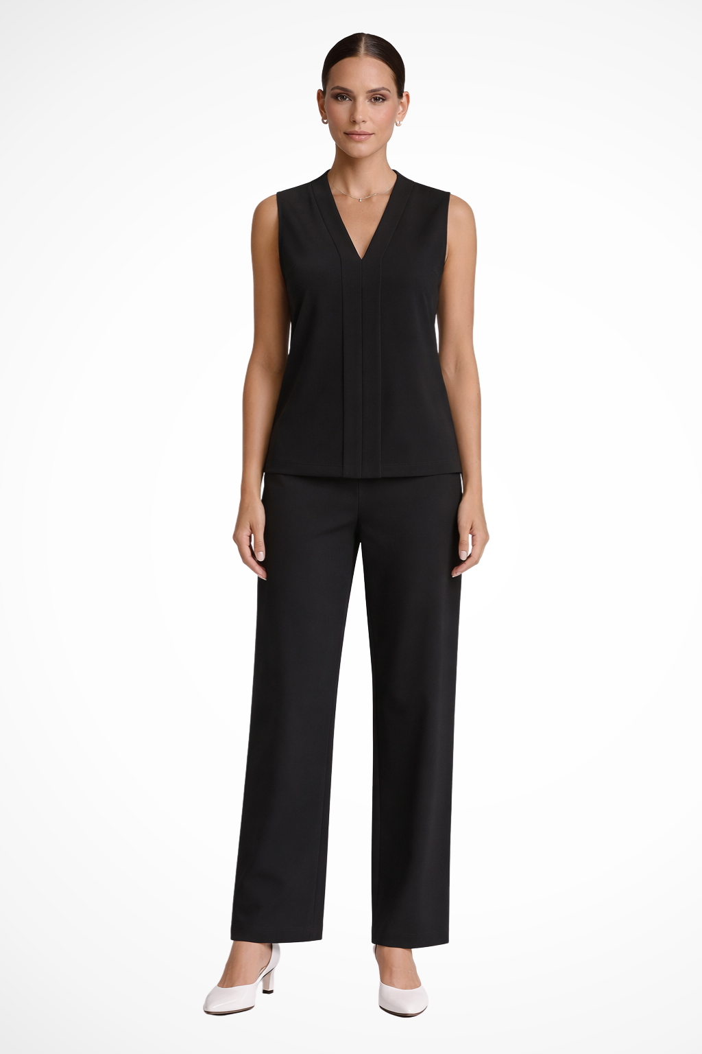 Elise Mode Dames Mouwloze Blouse Relaxed Fit in Zwart