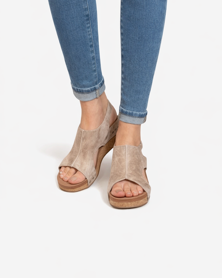EliseMode Dames Plateau Sleehak Sandalen Peep Toe