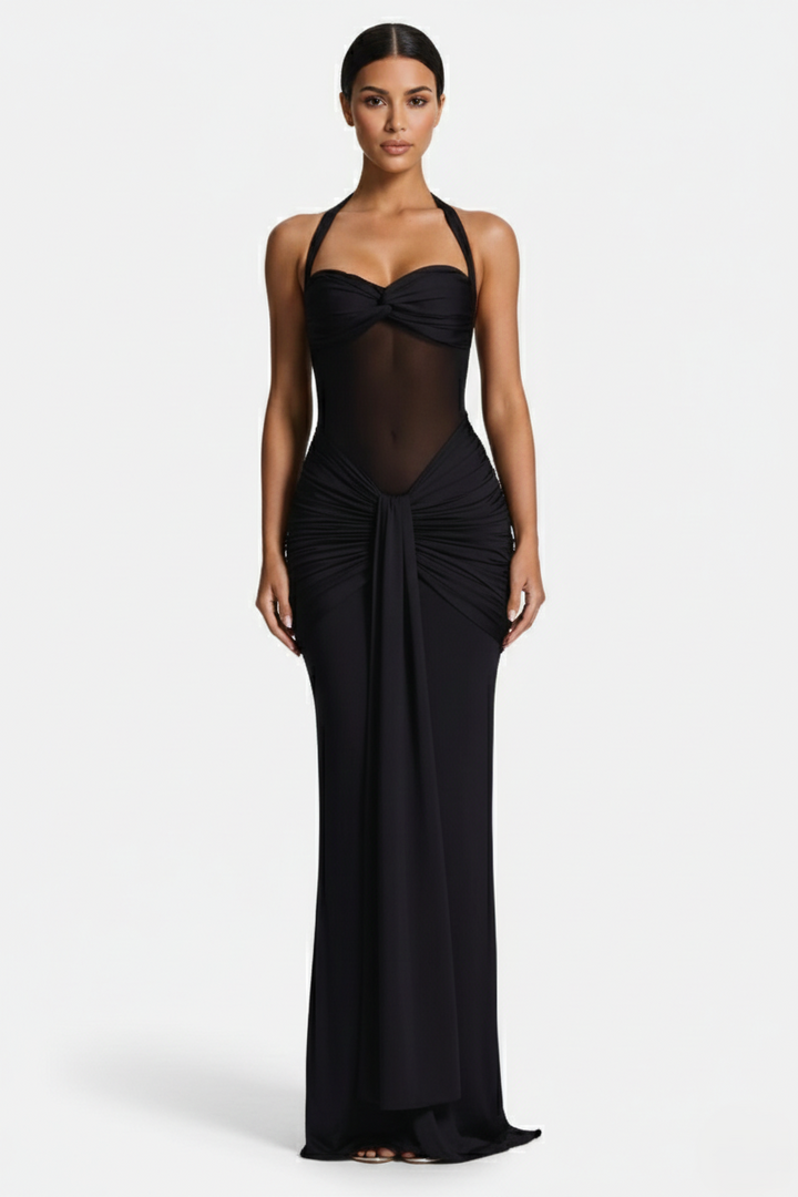 Elise Mode Halter Avondjurk in Black