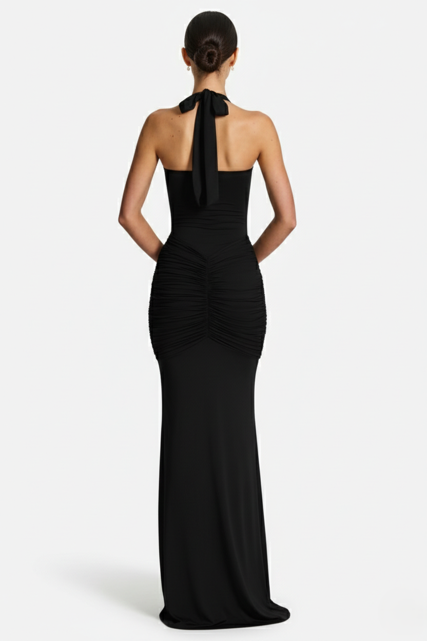 Elise Mode Halter Avondjurk in Black