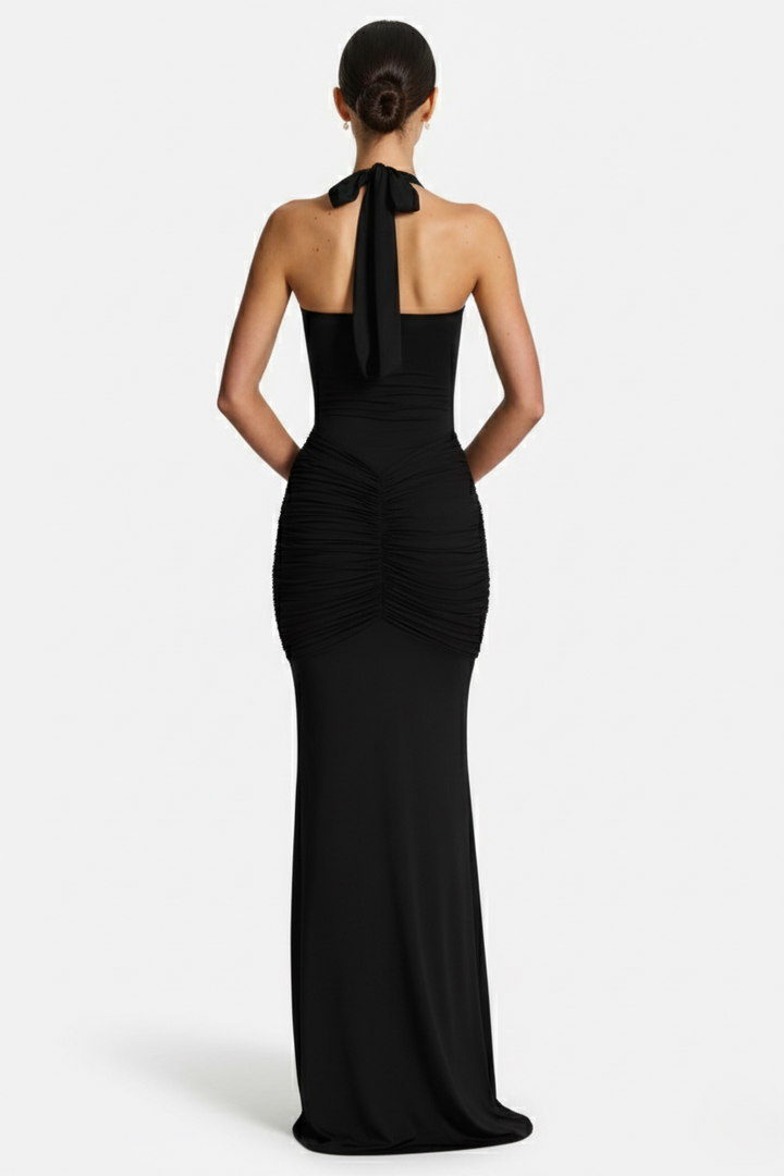 Elise Mode Halter Avondjurk in Black