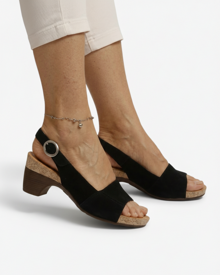 EliseMode Dames Kitten Heel Slingback Open Neus Sandalen