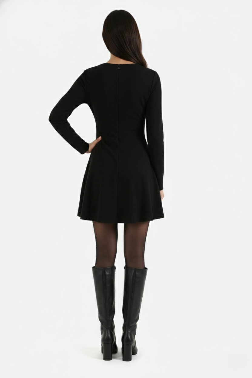 Elise Mode Dames Gebreide Skater Mini Jurk